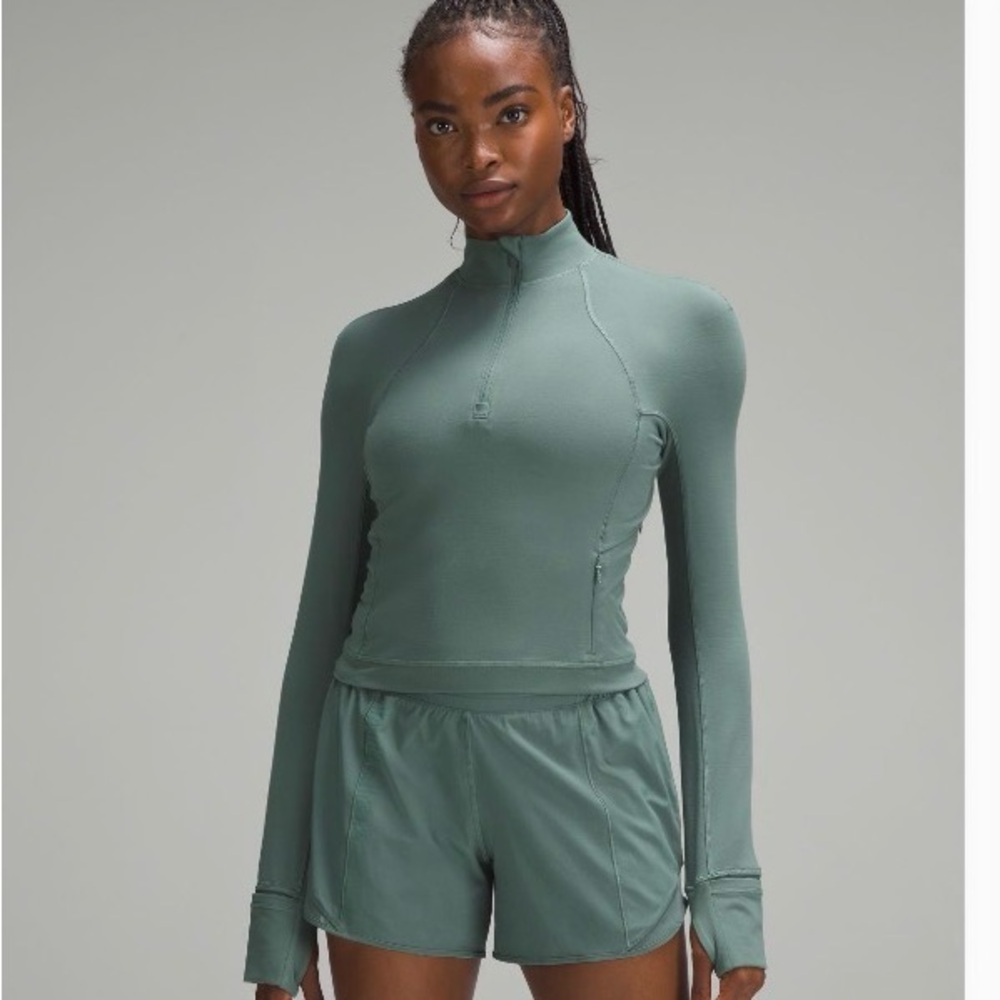 lululemon athletica Long Sleeve Half-Zip Top in Sage Green